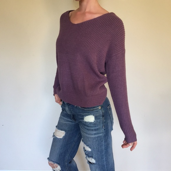 NEW open back vneck Twisted sweater comfy - Picture 3 of 4